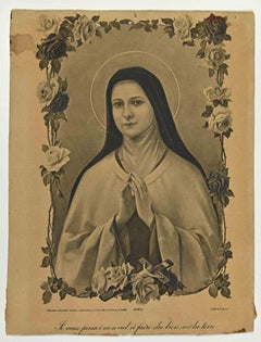 Teresa con le rose - Litografia - Metà del XX secolo