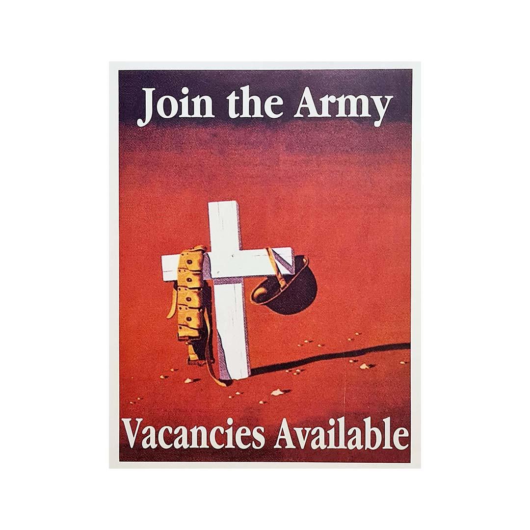 This original poster uses the famous slogan "join the army" in a humorous tone, 