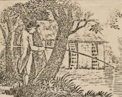 Thomas Bewick (1753-1828) - 19th Century Wood Engraving, Fishing by the Mill