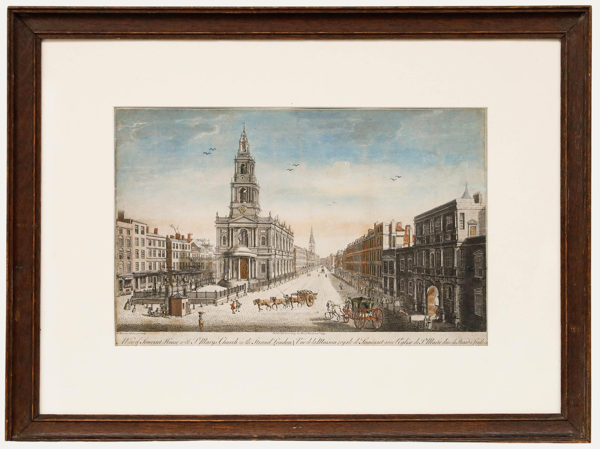 Landscape Print Unknown - Thomas Bowles (C.1712-1767) - Gravure de 1753, Vue de Somerset House