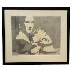 "Three Busts" Academic Drawing signed J.M