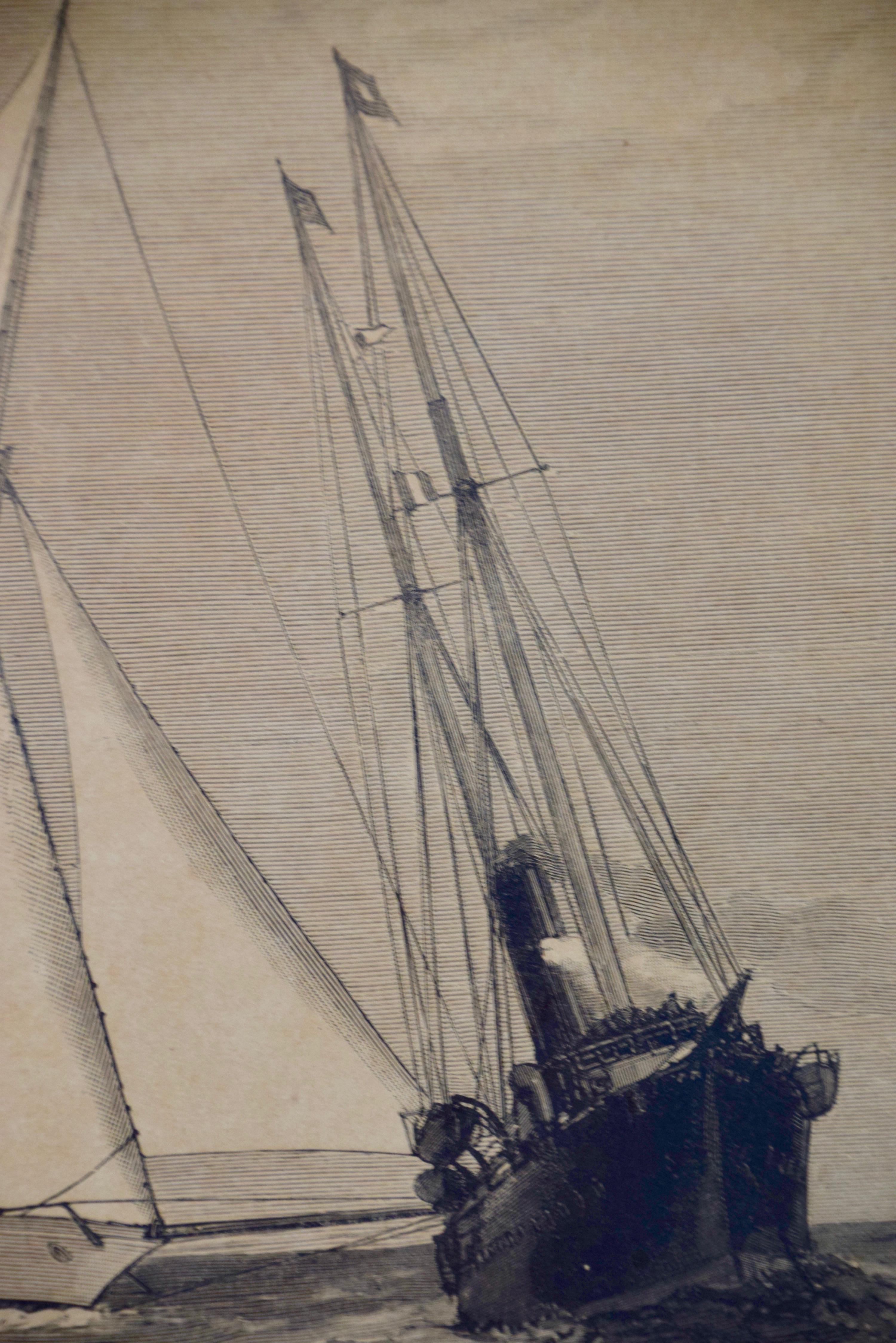 1885 America's Cup Sailing Yachts: Set of 3 Original 19th C. Engravings 4