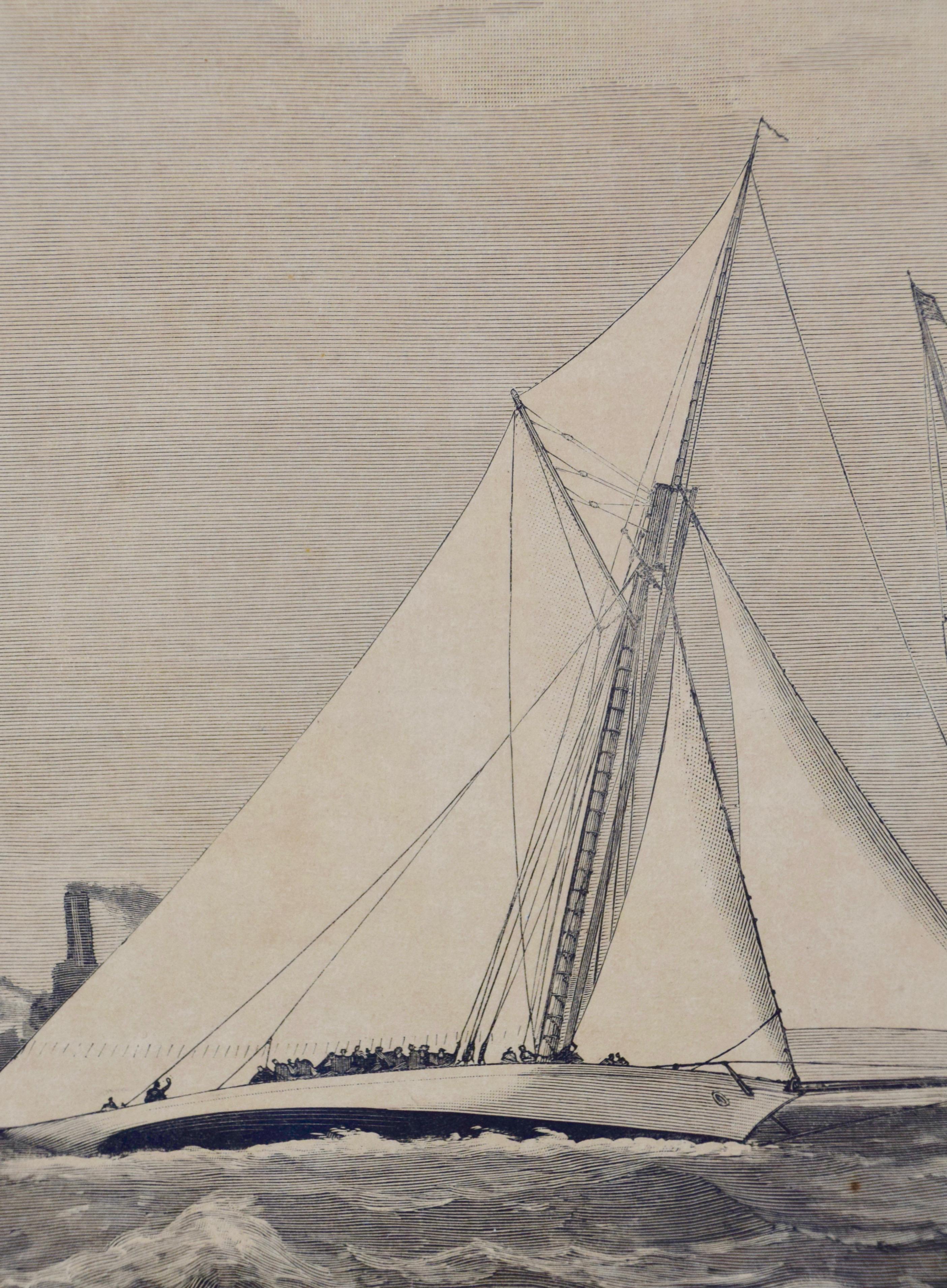 1885 America's Cup Sailing Yachts: Set of 3 Original 19th C. Engravings 5