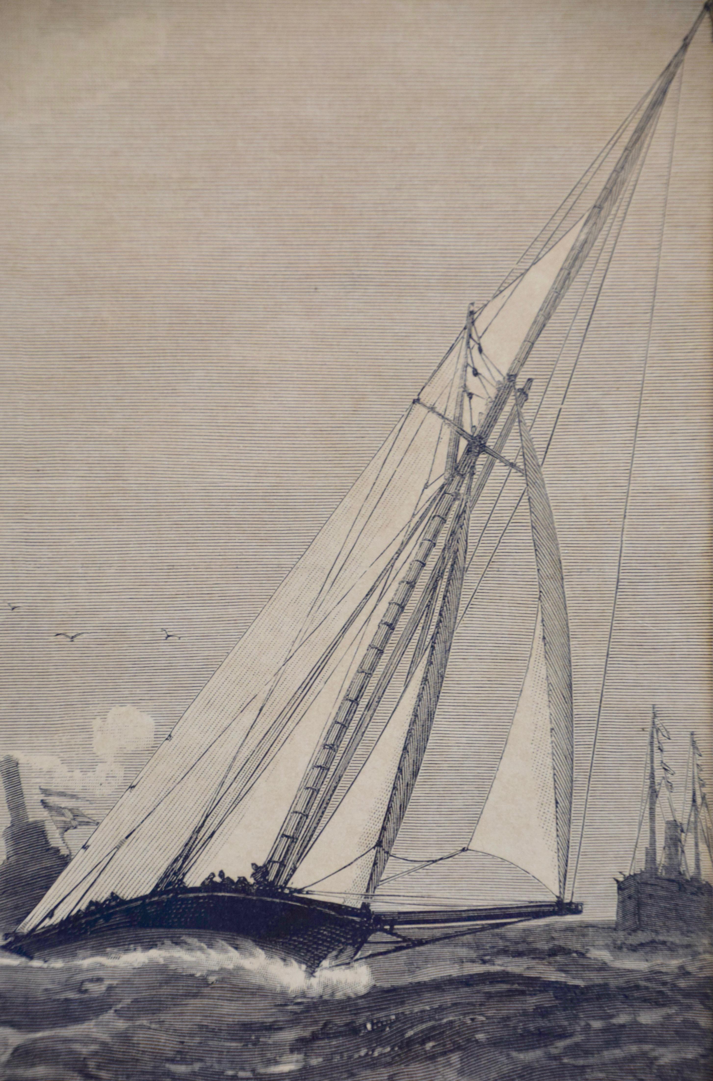 1885 America's Cup Sailing Yachts: Set of 3 Original 19th C. Engravings 3