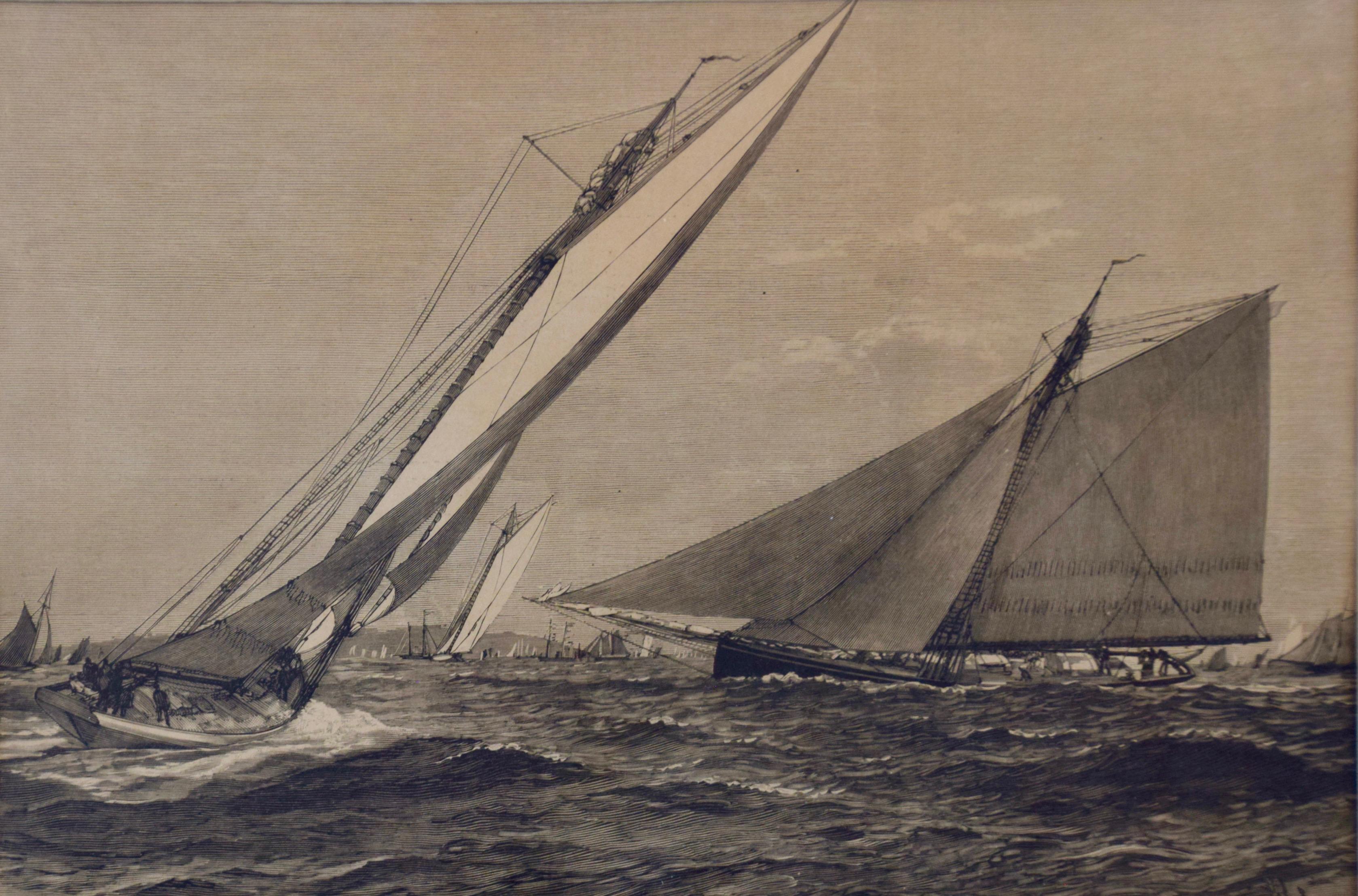 1885 America's Cup Sailing Yachts: Set of 3 Original 19th C. Engravings 8
