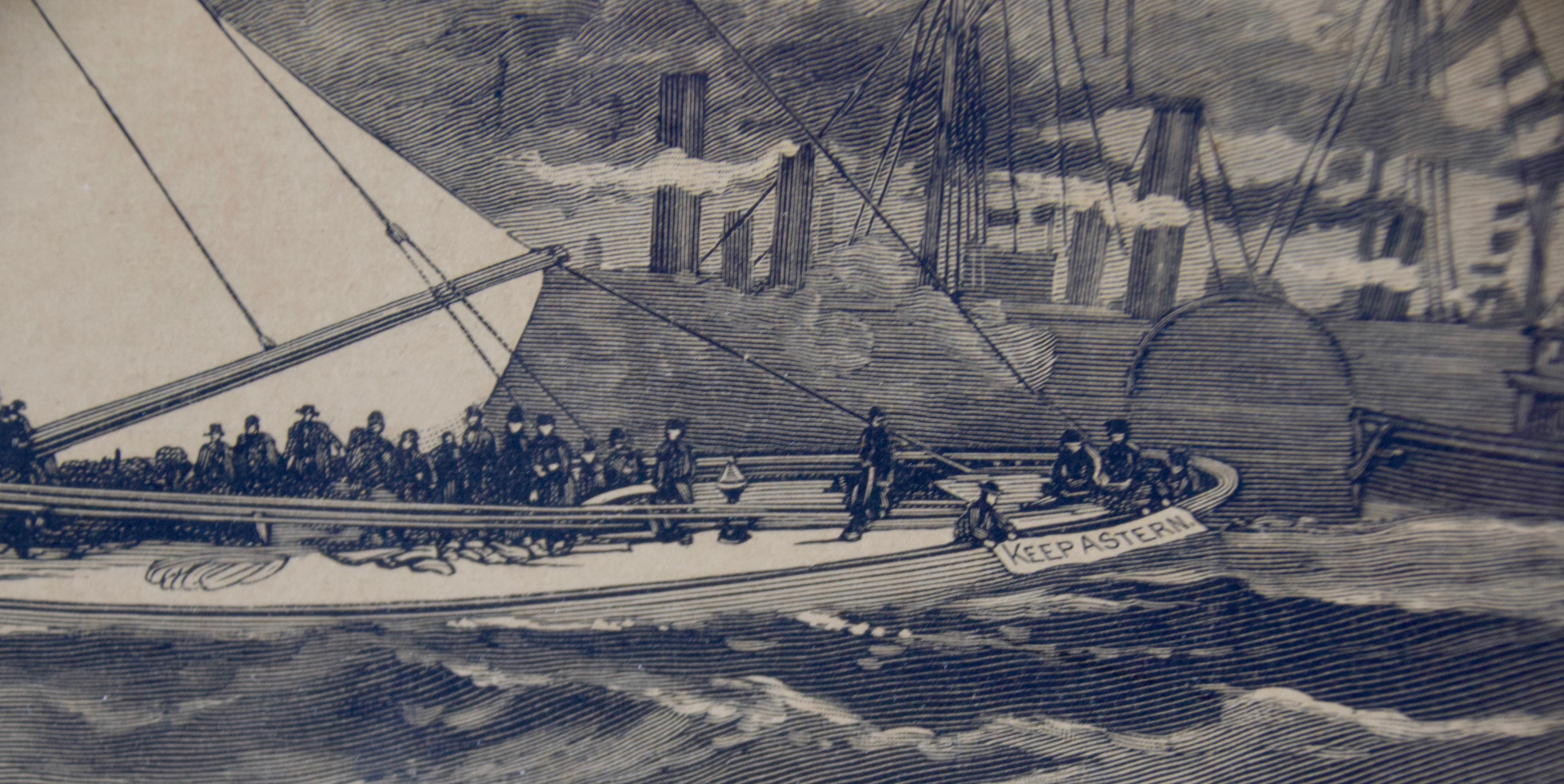 Three Engravings Depicting Sailing Yachts Competing in 1885 America's Cup Trials For Sale 11
