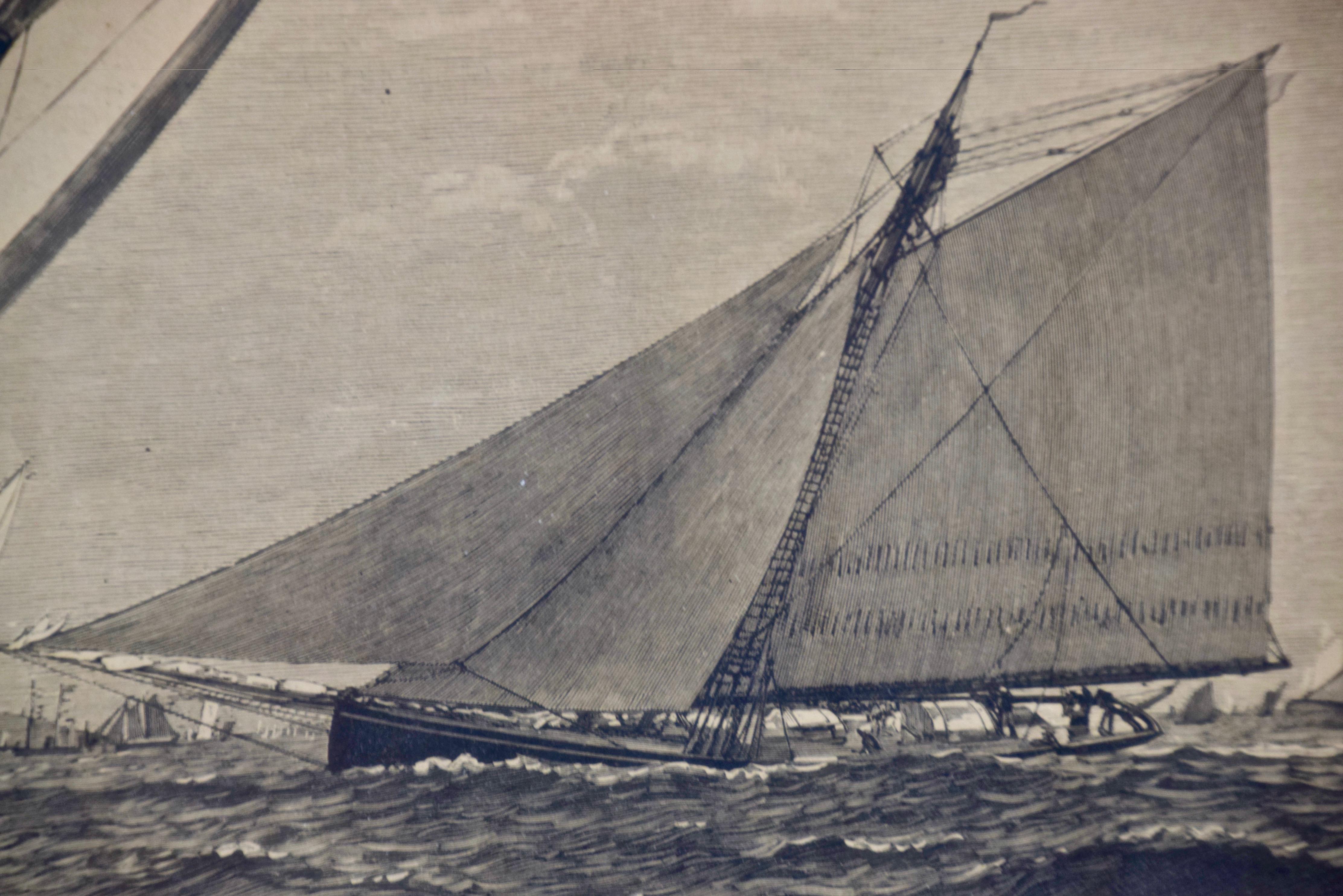 1885 America's Cup Sailing Yachts: Set of 3 Original 19th C. Engravings 9