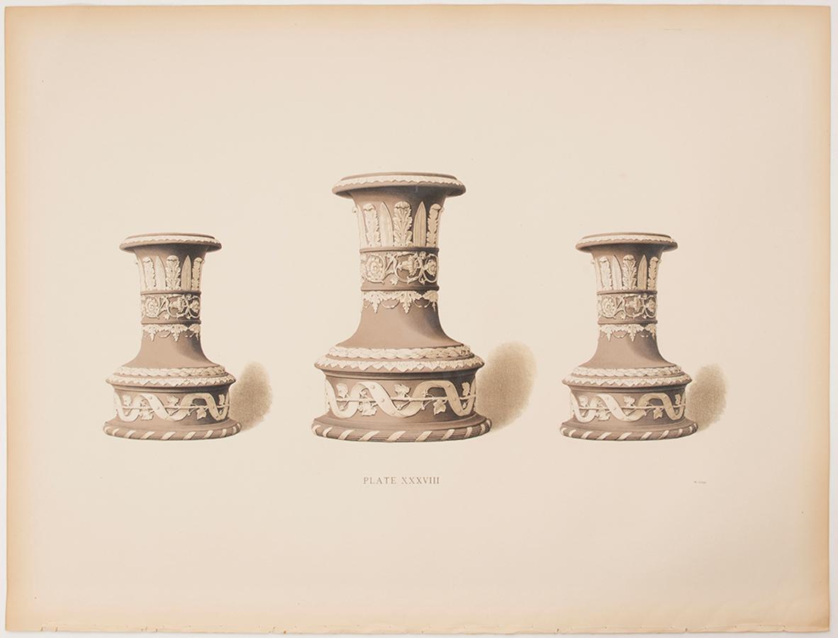 Three Vases in Grey-Blue Jasper. Pl. XXXVIII - Print by Unknown
