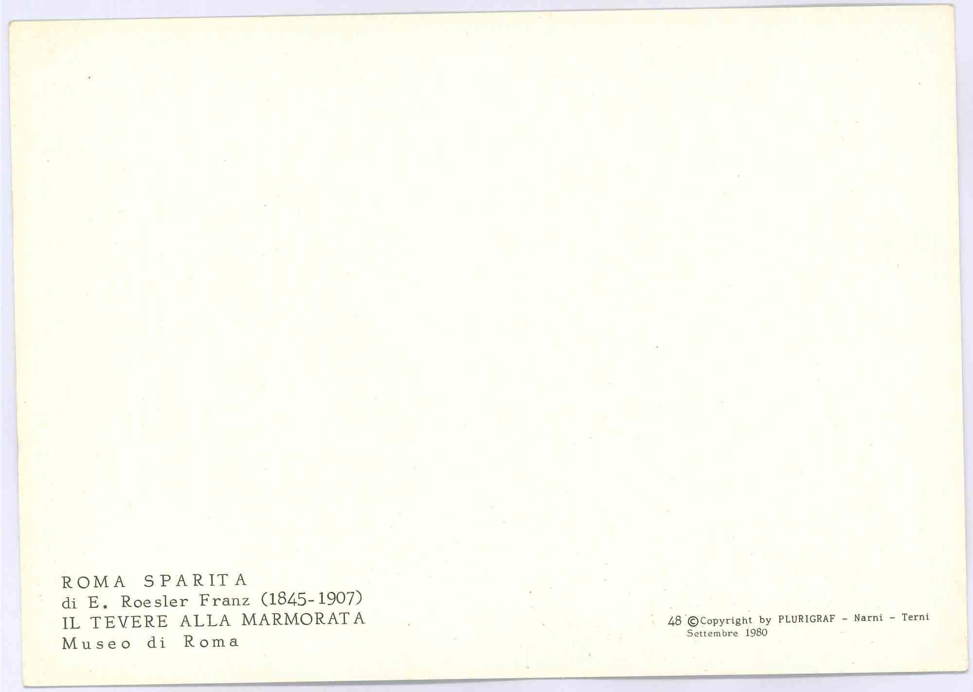 Río Tíber, Marmorata, Roma - Postal vintage - Años 80 - Print de Unknown