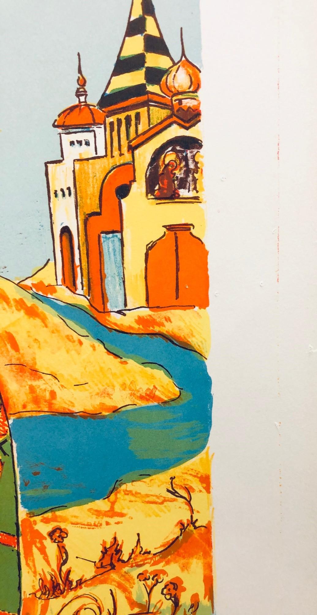 Tirage en édition limitée. Signé par l'artiste (la signature est illisible). L'impression mesure 24,75 x 19,75 pouces et n'est pas encadrée. La date de création est inconnue, mais on pense qu'elle se situe à la fin du 20e siècle. La pièce est en