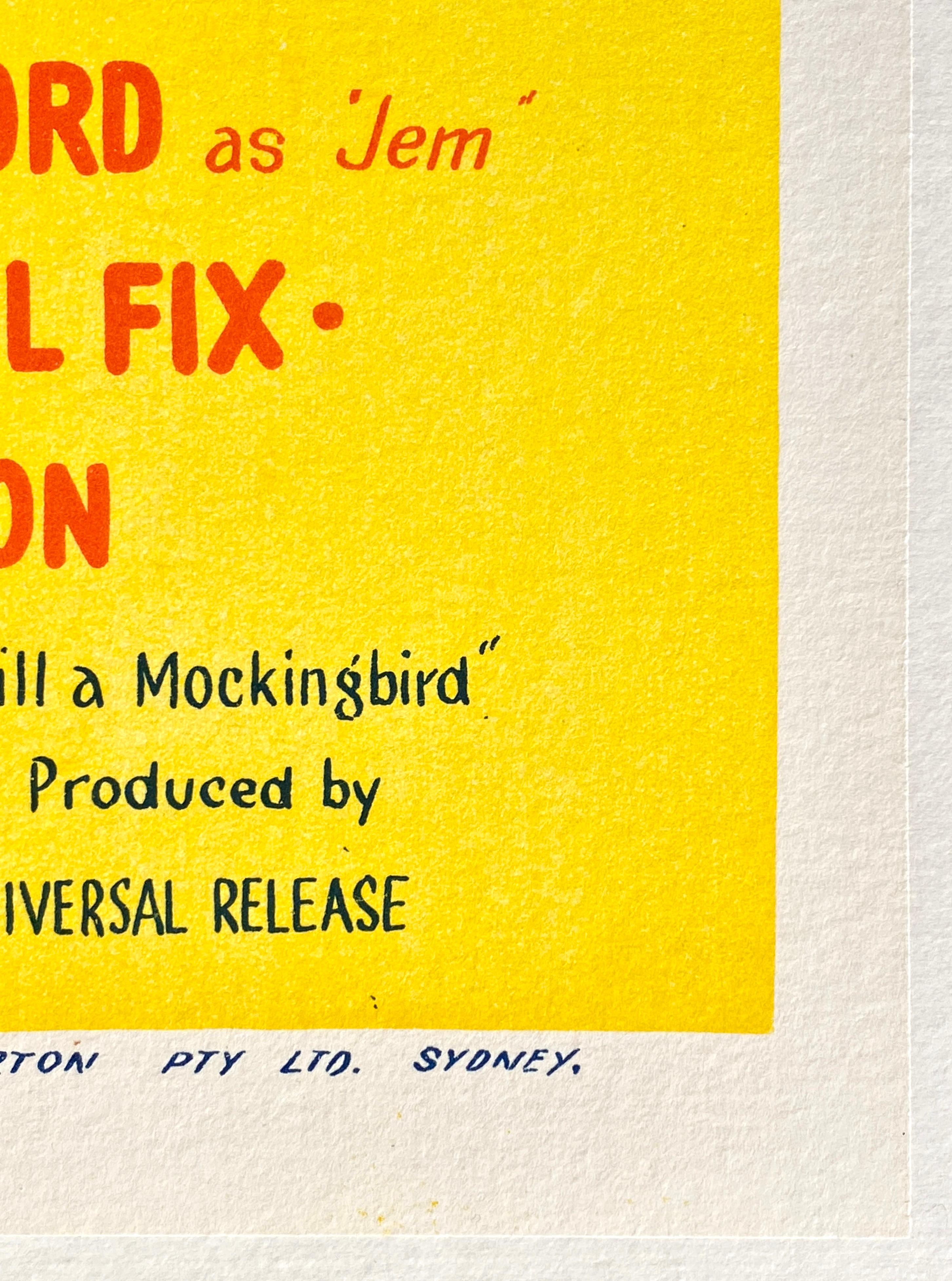 'To Kill a Mockingbird' Original Vintage Australian Daybill Movie Poster, 1964 For Sale 3