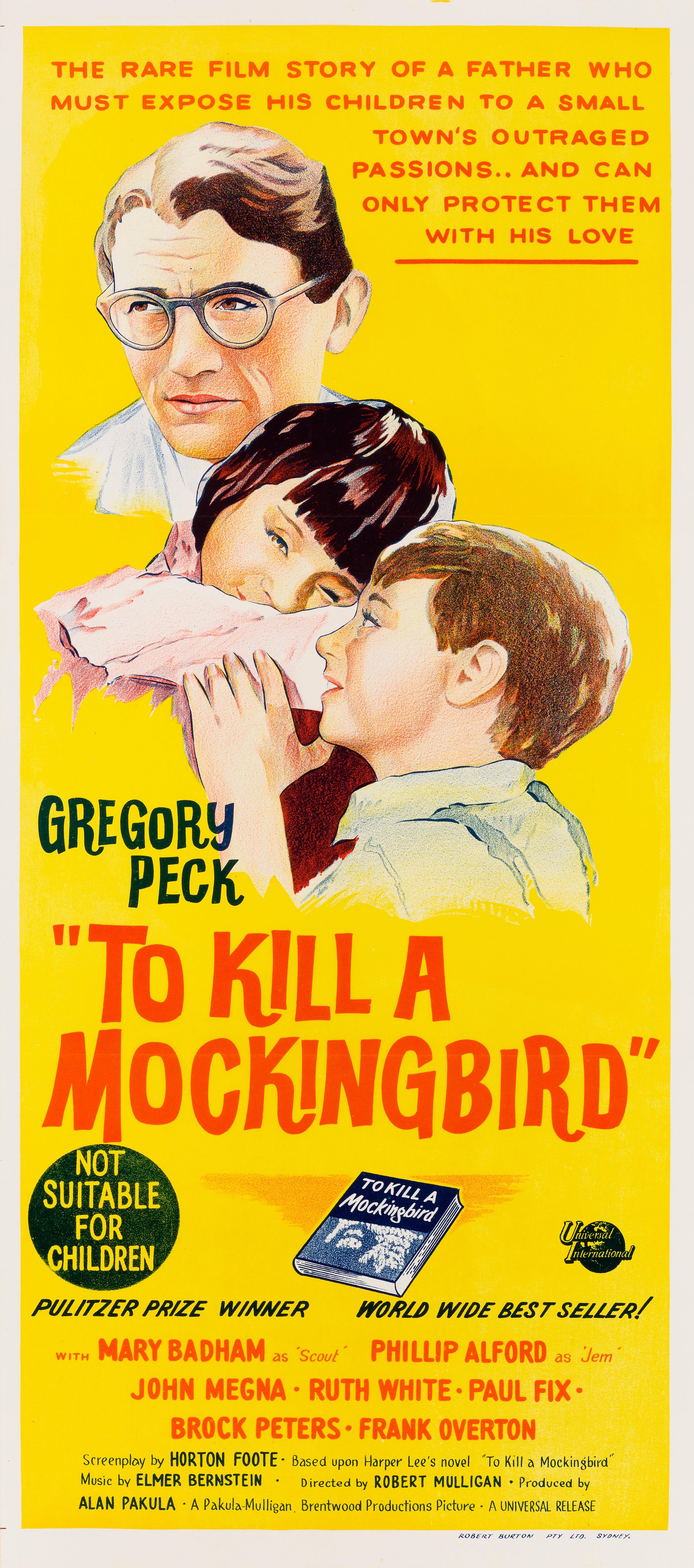 'To Kill a Mockingbird' Original Vintage Australian Daybill Movie Poster, 1964