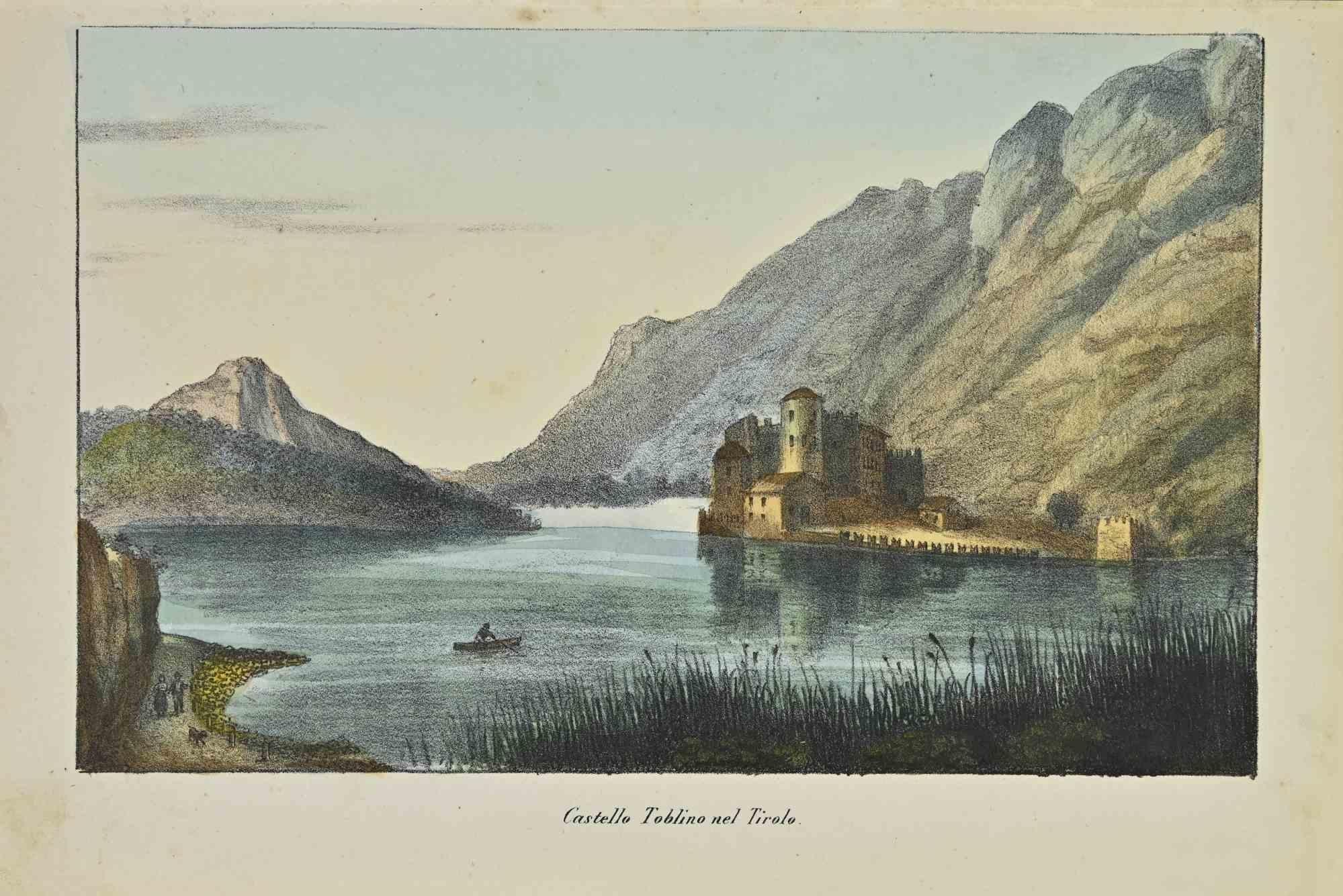 Unknown Figurative Print - Toblino Castle - Lithograph - 1862