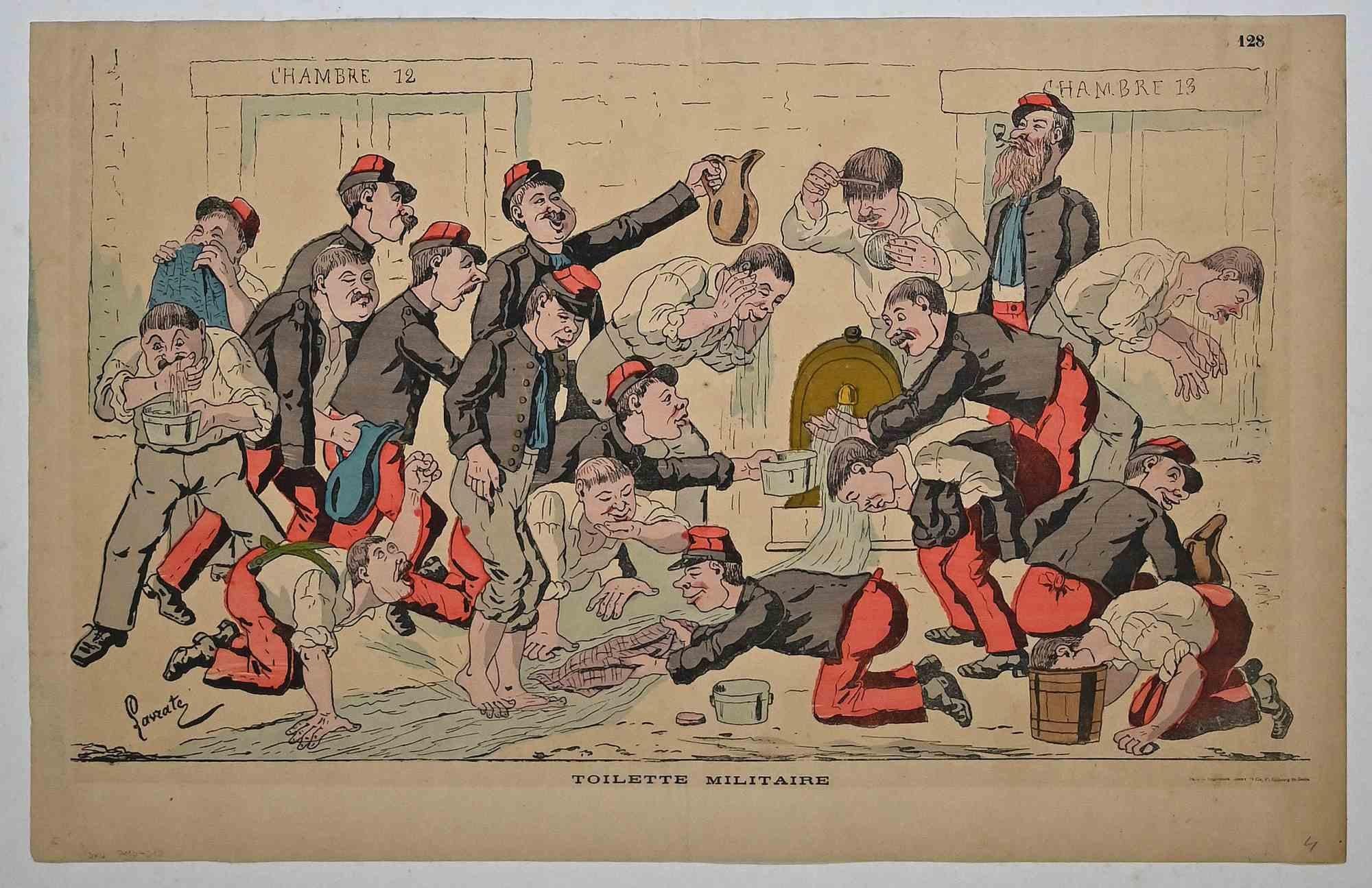 Toilette Militaire - Lithograph - 1880s - Print by Unknown