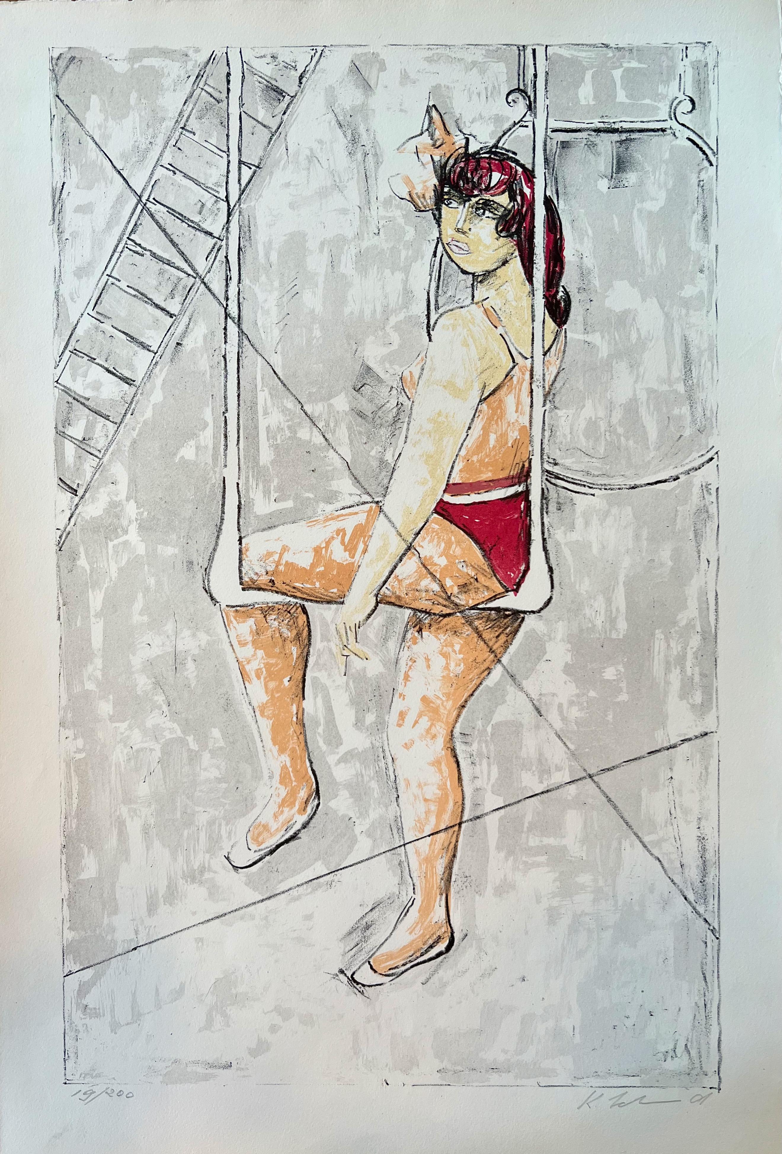 Unknown Portrait Print - Trapeze girl