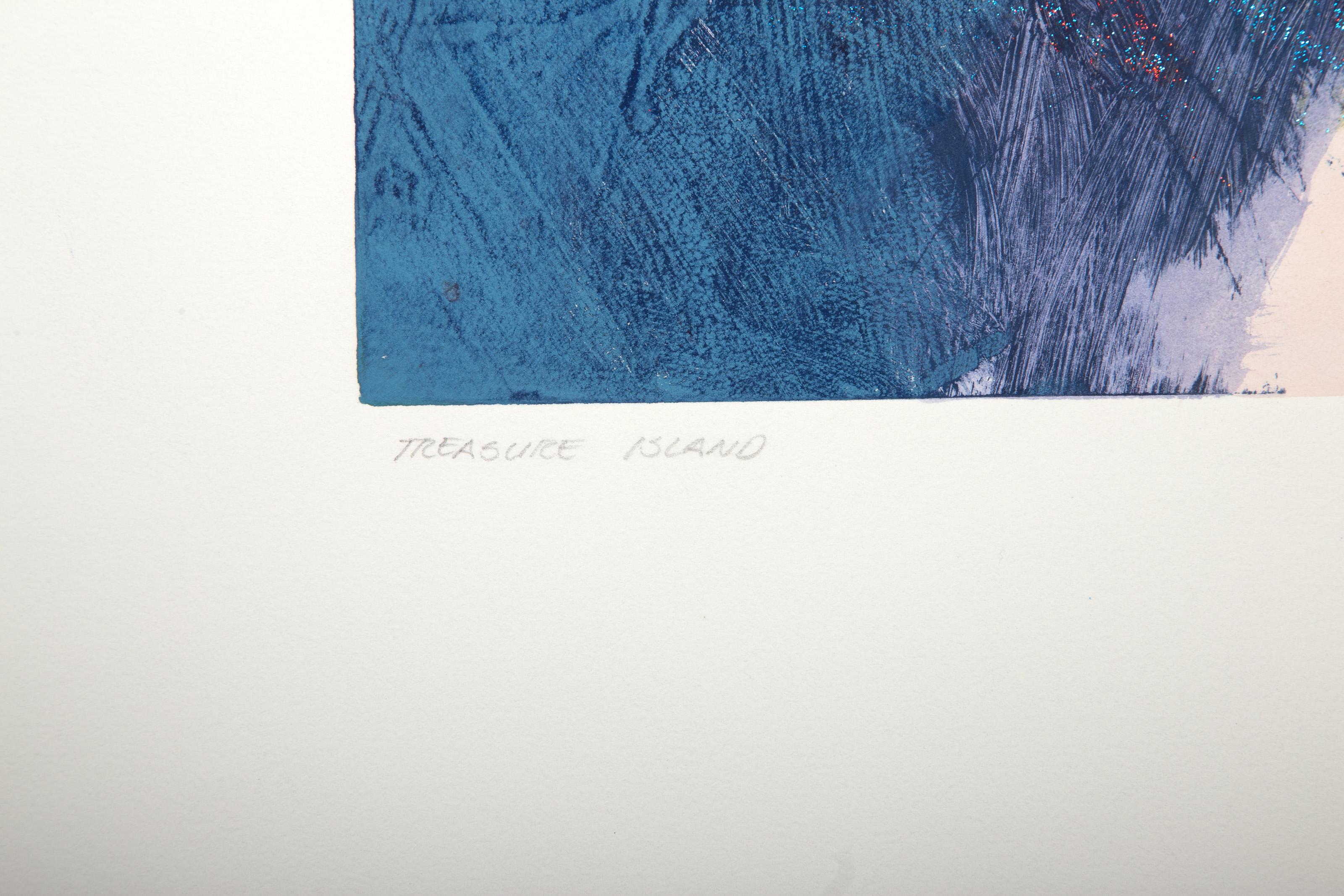 Treasure Island, Monoprint and mixed media by Manuel Rodriguez Jr. For Sale 3