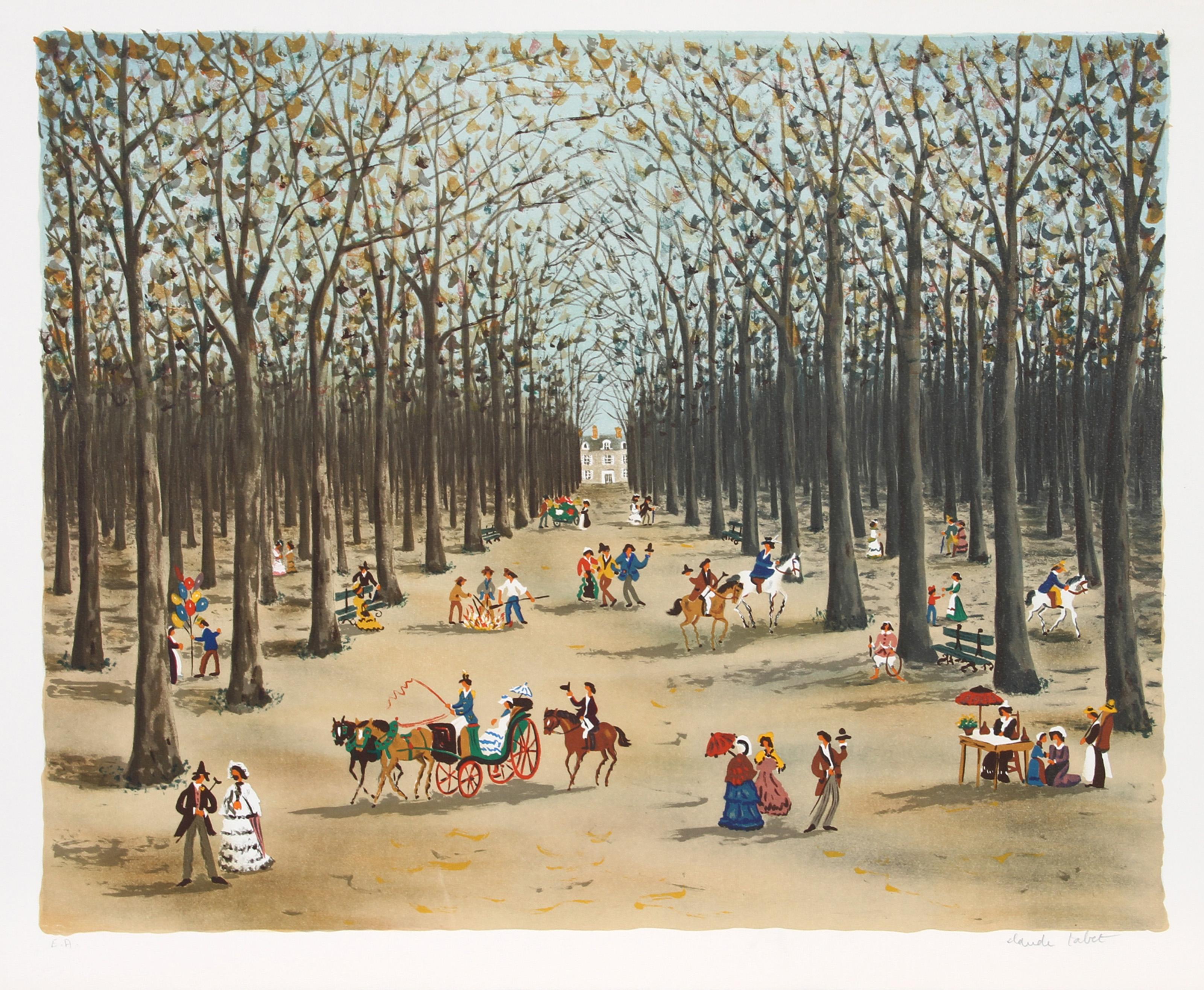 Claude Tabet, francés (1924 - 1979) - Camino bordeado de árboles. Año: circa 1979, Medio: Litografía, firmada y numerada a lápiz, Edición: 250, Tamaño de la imagen: 55,88 cm x 74,93 cm (20 x 24,5 pulgadas), Descripción: El camino arbolado de Claude