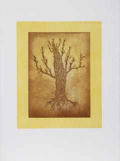 Árbol de personas, aguafuerte surrealista de Hank Laventhol