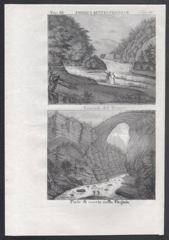 Trenton Falls and Rockbridge, Virginia, America, mid 19th century lithograph.