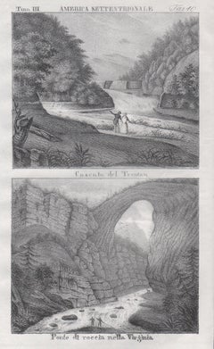 Cascate di Trenton e Rockbridge, Virginia, America, litografia della metà del XIX secolo.