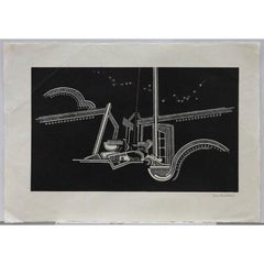 Trevor Frankland (1931-2011) - Linograbado del siglo XX, Naturaleza muerta abstracta