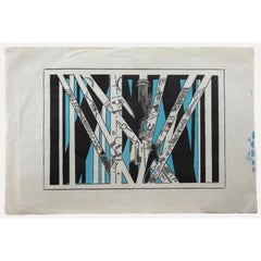 Trevor Frankland (1931-2011) - 20th Century Linoprint, Blue Lines