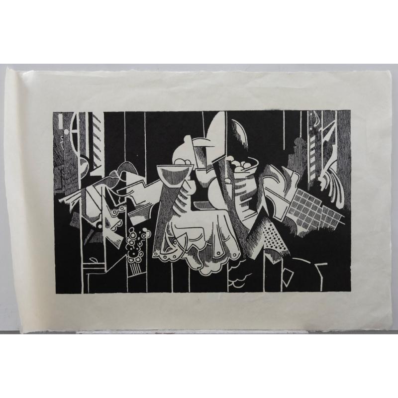 Trevor Frankland (1931-2011) – Linodruck des 20. Jahrhunderts, Innenraum mit Obstschale – Print von Unknown