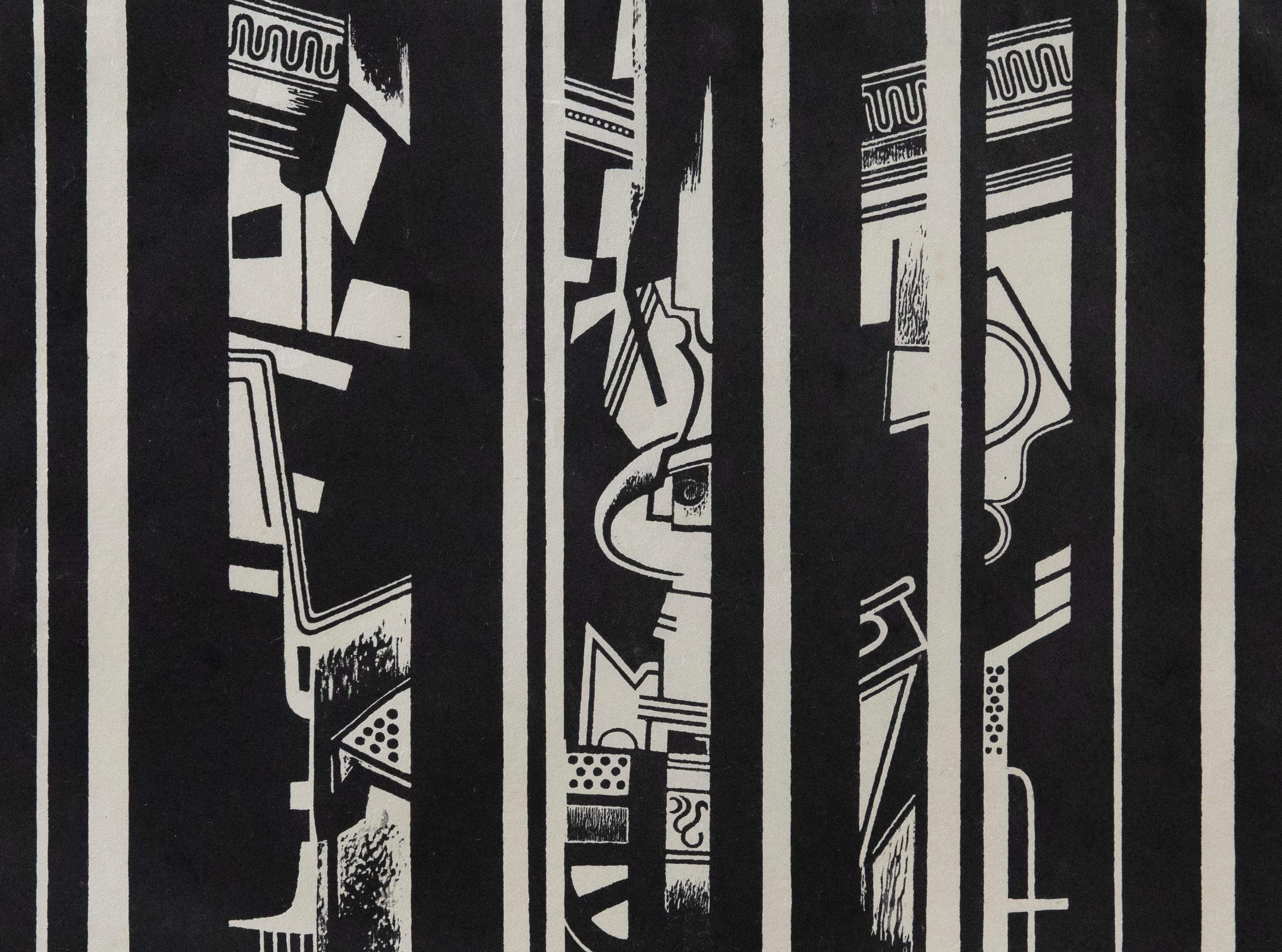 Still-Life Print Unknown - Trevor Frankland (1931-2011) - Linogravure du 20e siècle, vue de fenêtre