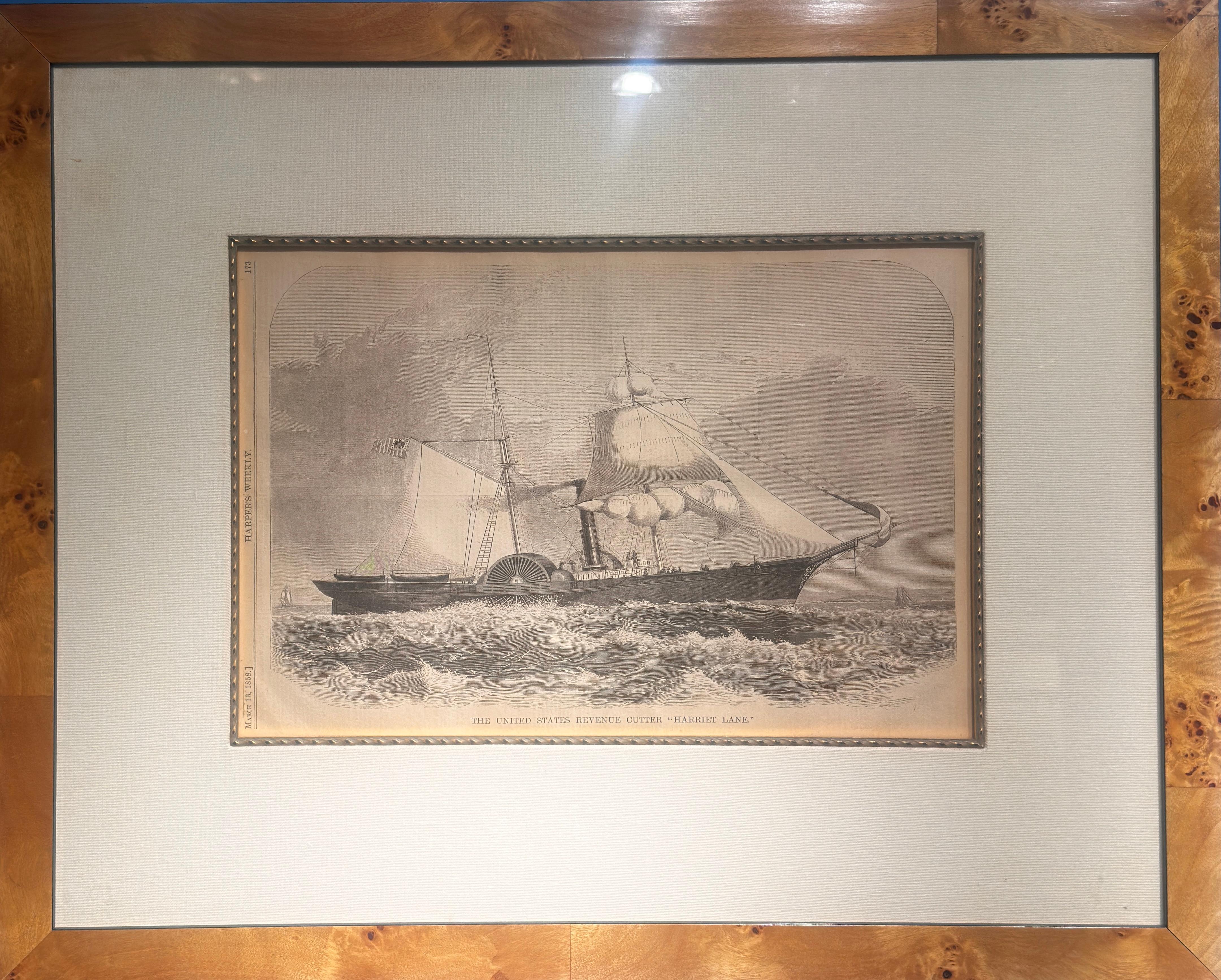 Trio of Framed “Harper’s Weekly” ship prints For Sale 1