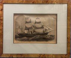 Antique Trio of Framed “Harper’s Weekly” ship prints