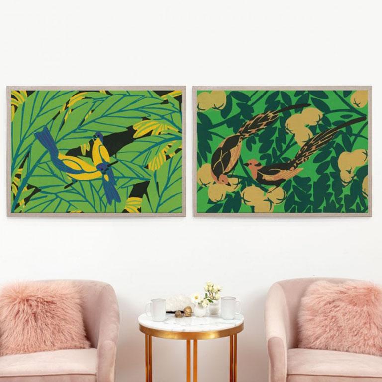 Tropical Birds No. 1, acrylic box, framed - Print by Unknown