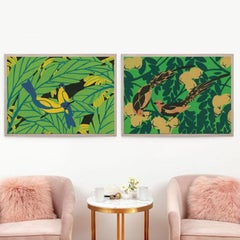 Tropical Birds No. 1, acrylic box, framed