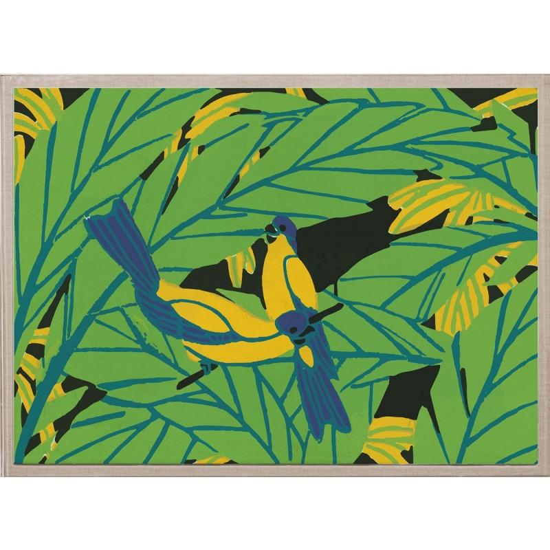 Unknown Animal Print - Tropical Birds No. 1, acrylic box, framed