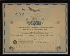 Vintage "TWA Skyliner Certificate" 1955