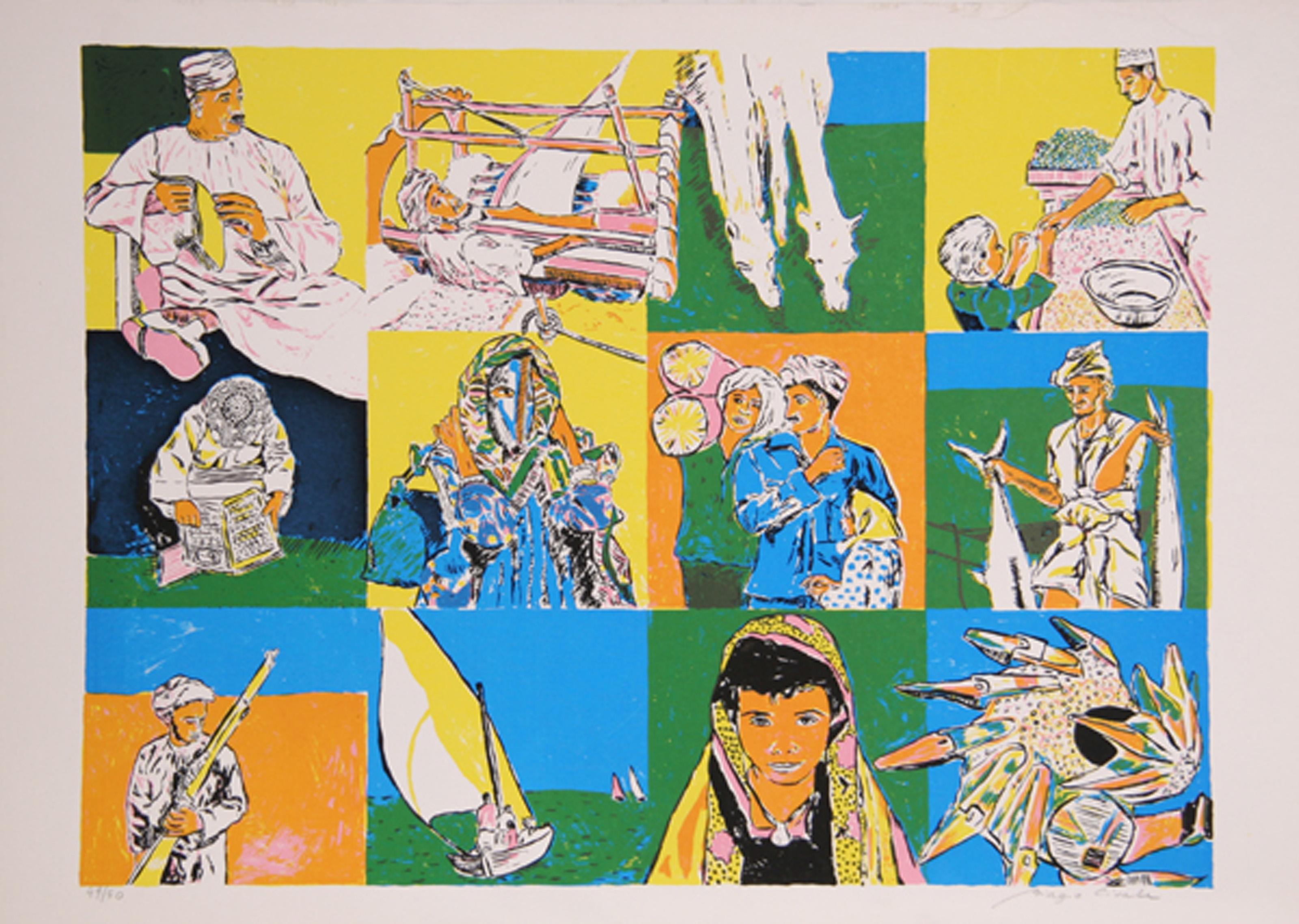 Twelve Scenes in the Middle East, Modern Screenprint by Biagio Civale - Print by Unknown