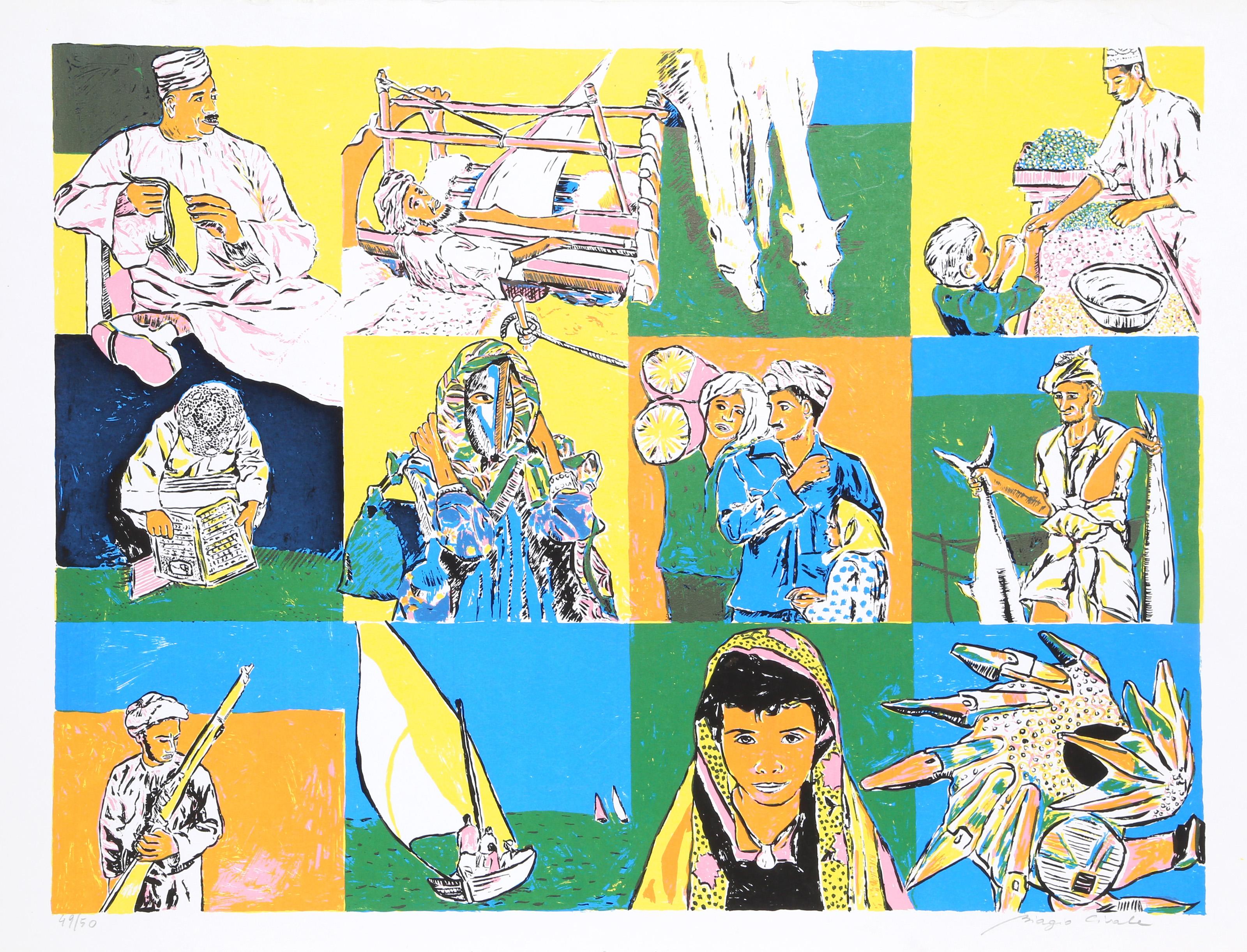Twelve Scenes in the Middle East, Modern Screenprint by Biagio Civale