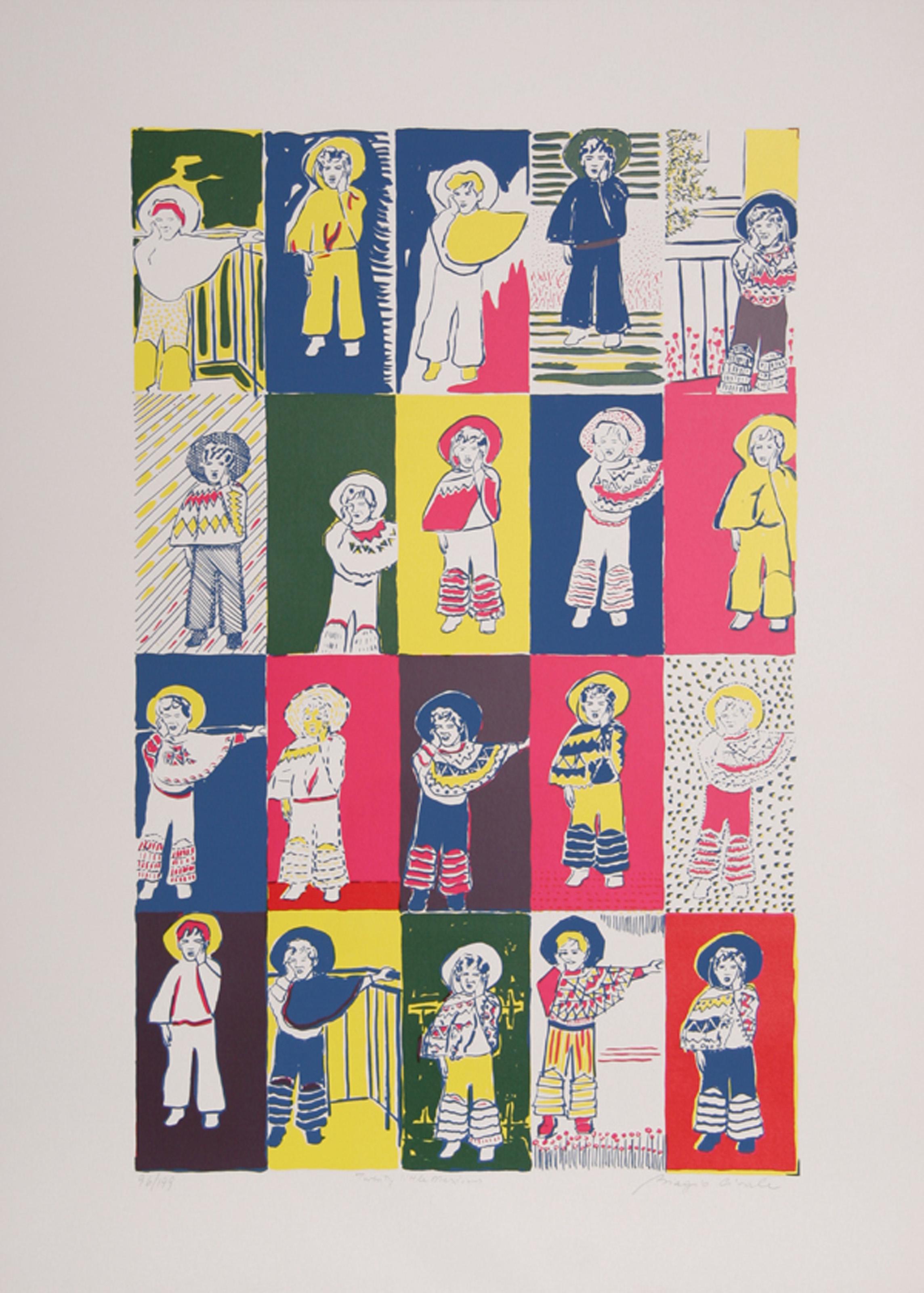 Unknown Figurative Print - Twenty Little Mexicans, Modern Screenprint by Biagio Civale