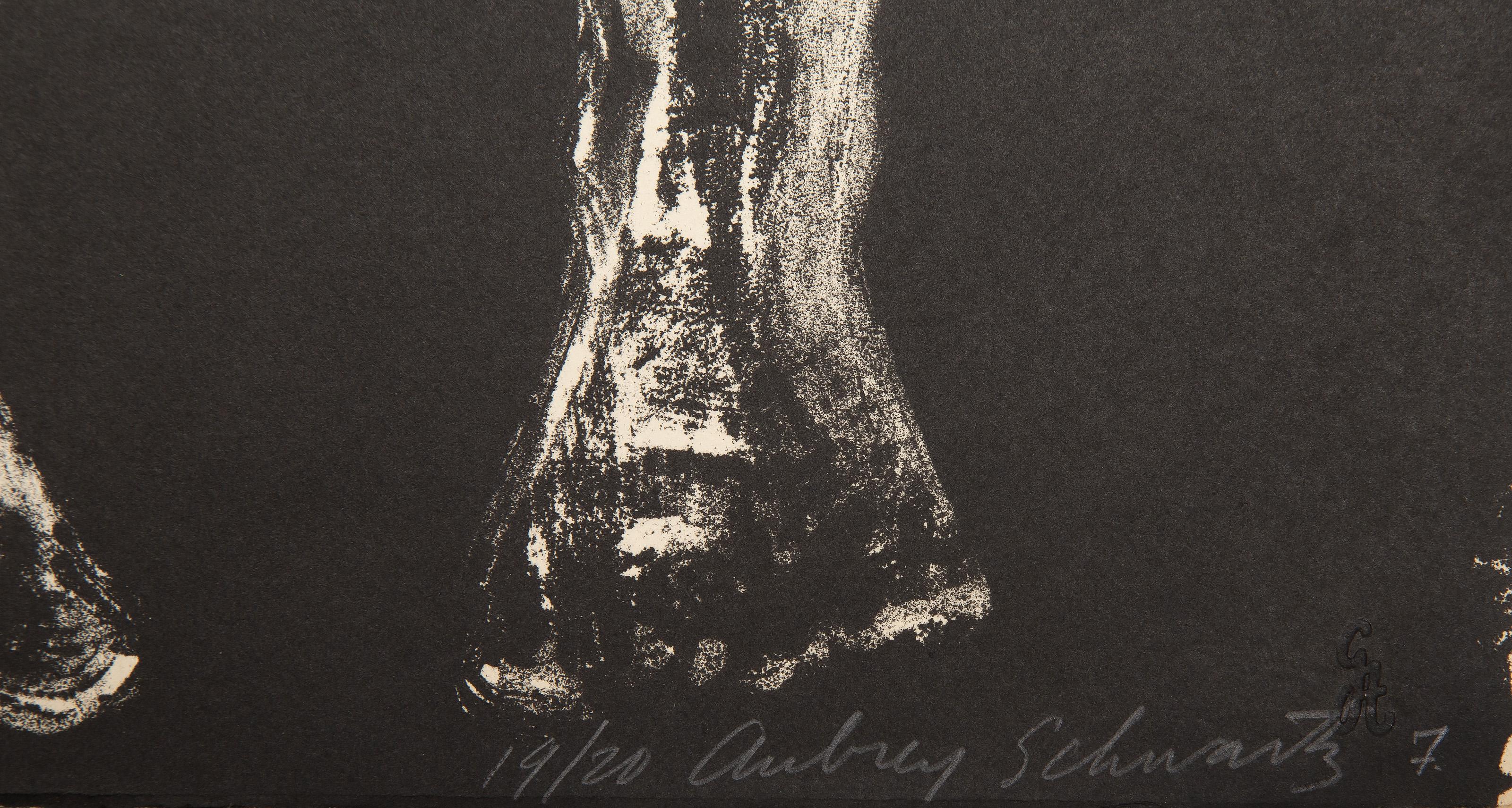  Aubrey Schwartz, American (1928 - 2019) -  Two Figures from The Midget and the Dwarf Portfolio, Year: 1960, Medium: Lithograph on Arches, signed and numbered in pencil, Edition: 19/20, Size: 30 x 22.25 in. (76.2 x 56.52 cm) 
