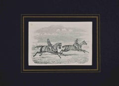Due gentiluomini a cavallo - Litografia - XIX secolo