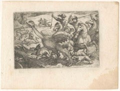 Two Hunting Scenes - Original Etching - 19th Century