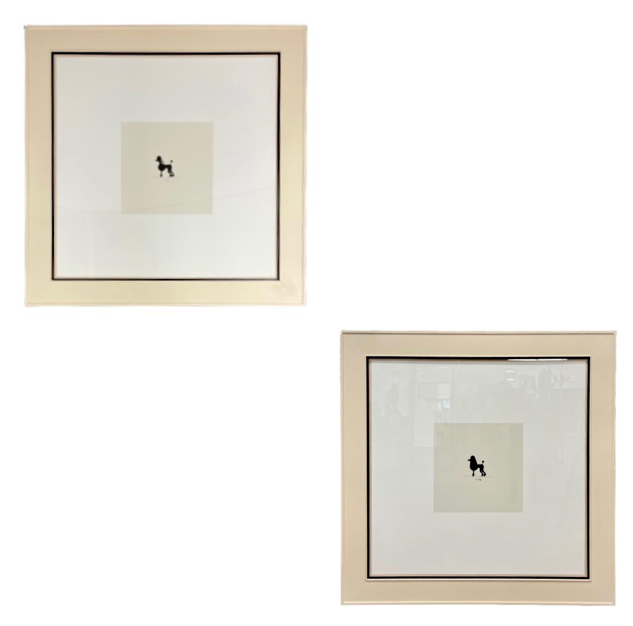 Two Large Poodles Silhouette in Custom Matted Frames - Print by Unknown