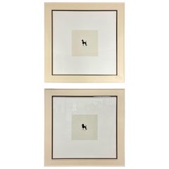 Two Large Poodles Silhouette in Custom Matted Frames