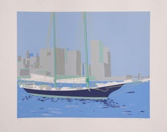 Dos mástiles, serigrafía moderna de Biagio Civale