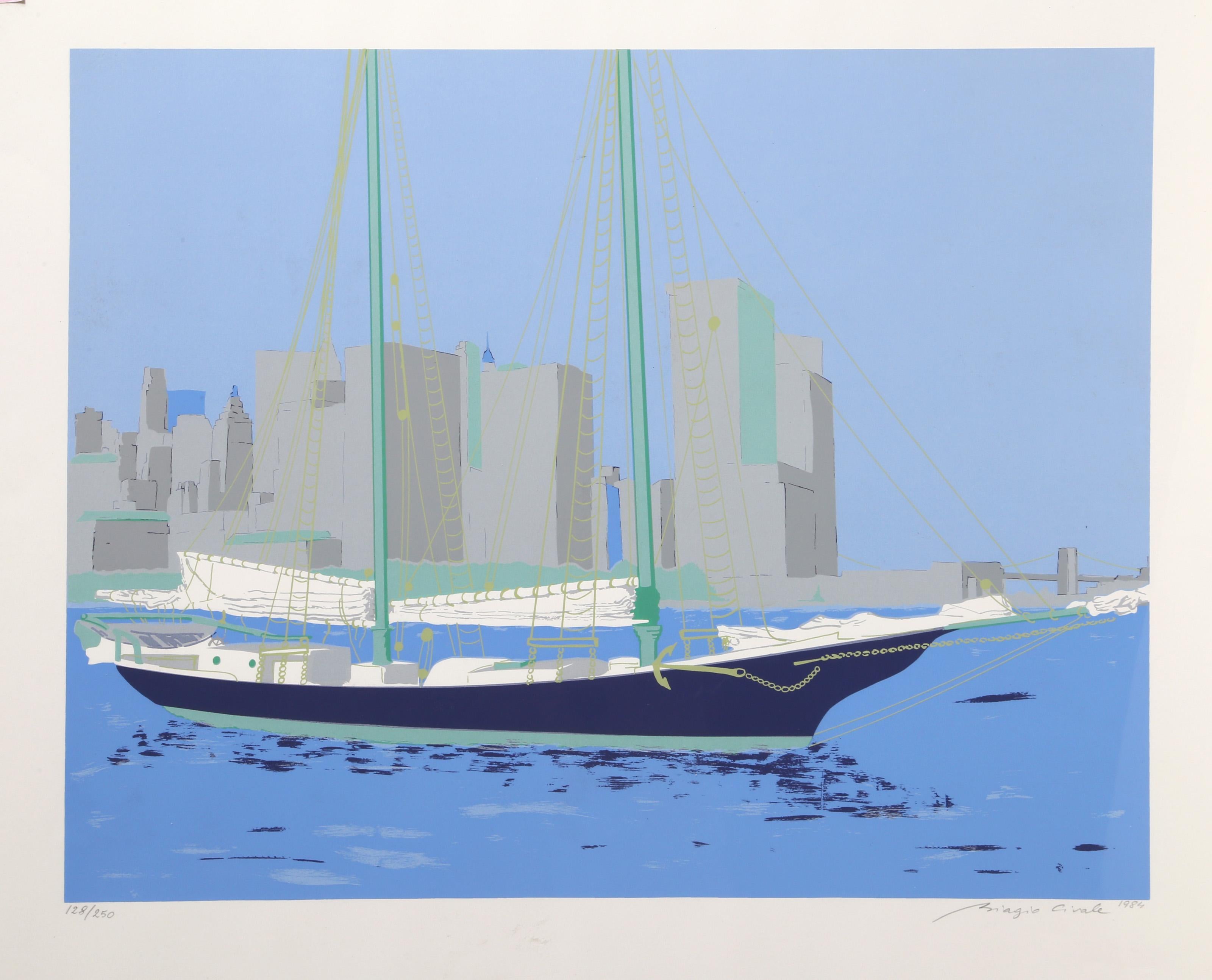 Unknown Landscape Print - Two Masts, Modern Screenprint by Biagio Civale