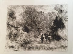 Two Men and a Horse - Original Etching  - 20th Century