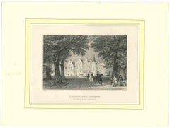 Antique Tyningame House, Haddington - Original Lithograph - Mid-19th Century