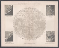 Ubersichtskarte Des Mondes (Overview Map of the Moon), antique astronomy print
