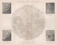 Ubersichtskarte Des Mondes (Carte d'ensemble de la Lune), gravure ancienne d'astronomie