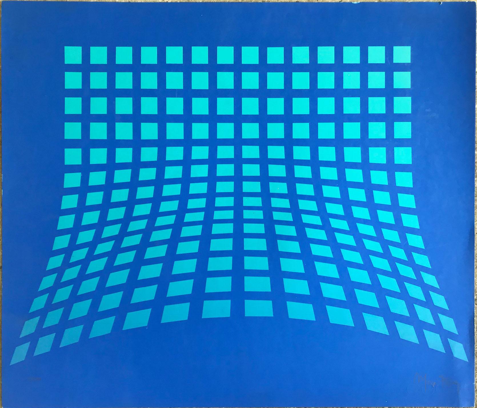 Ohne Titel: Blau & Grün Geometrisch Abstrakt  (Auflage 20/100)