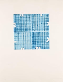 Ohne Titel (blaue Quadrate) Druck von Stephen Buckley, 1977